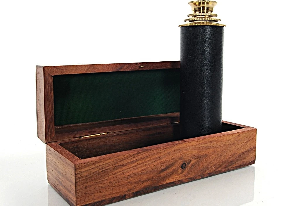Handheld Telescope Black In Wood Box By Old Modern Handicrafts - Image 2