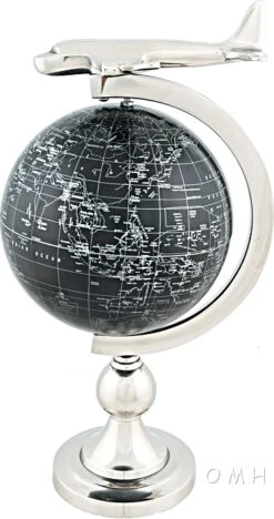 Airplane On Globe W Brass Stand By Old Modern Handicrafts