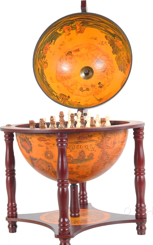 Red Globe 13 Inches With Chess Holder On Stand By Old Modern Handicrafts - Image 4