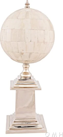 Bone Globe With Alluminum Base By Old Modern Handicrafts
