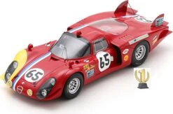 1968 Alfa Romeo 33/2 No.65 24H Le Mans S. Trosch - K. Von Wendt In 1:18 Scale With Acrylic Cover