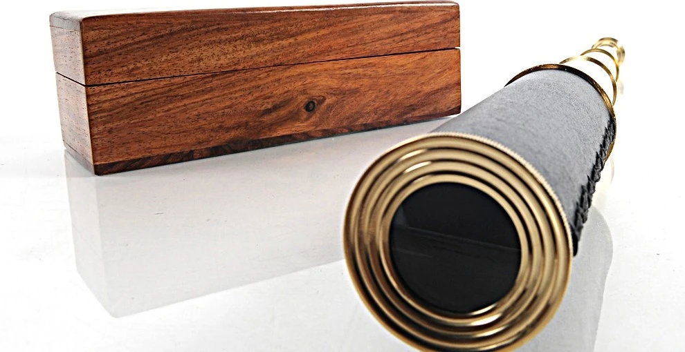 Handheld Telescope Black In Wood Box By Old Modern Handicrafts - Image 3