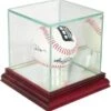 Single Baseball Display Case Wood And Class With Mirrored Bacl