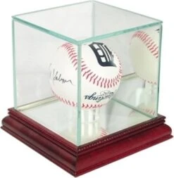 Single Baseball Display Case Wood And Class With Mirrored Bacl