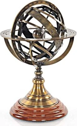 Armillary Sphere On Wood Base By Old Modern Handicrafts