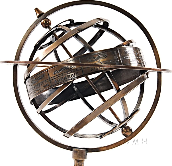Brass Armillary With Compass On Wood Base By Old Modern Handicrafts - Image 4