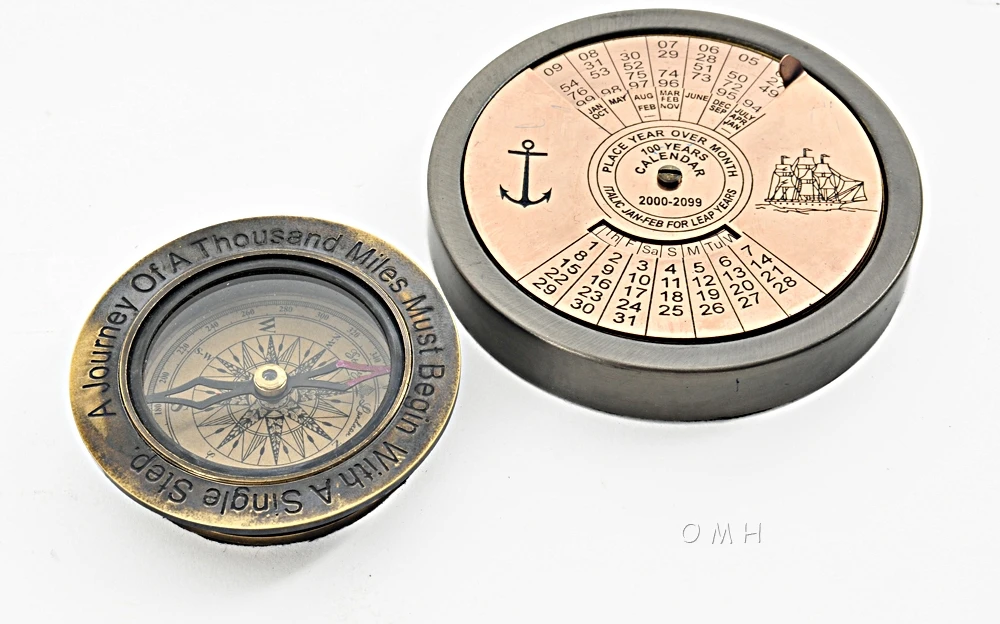 100 Year Calendar & Compass Quote Set Of 2 By Old Modern Handicrafts
