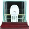Golf Ball Display Case W/wood Base And Glass Top, Mirrored Back And Base
