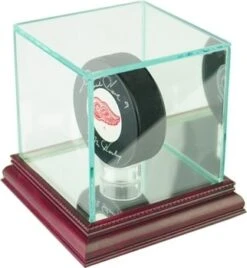 Single Hockey Puck Display Case W/glass Top