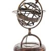 Brass Armillary With Compass On Wood Base By Old Modern Handicrafts